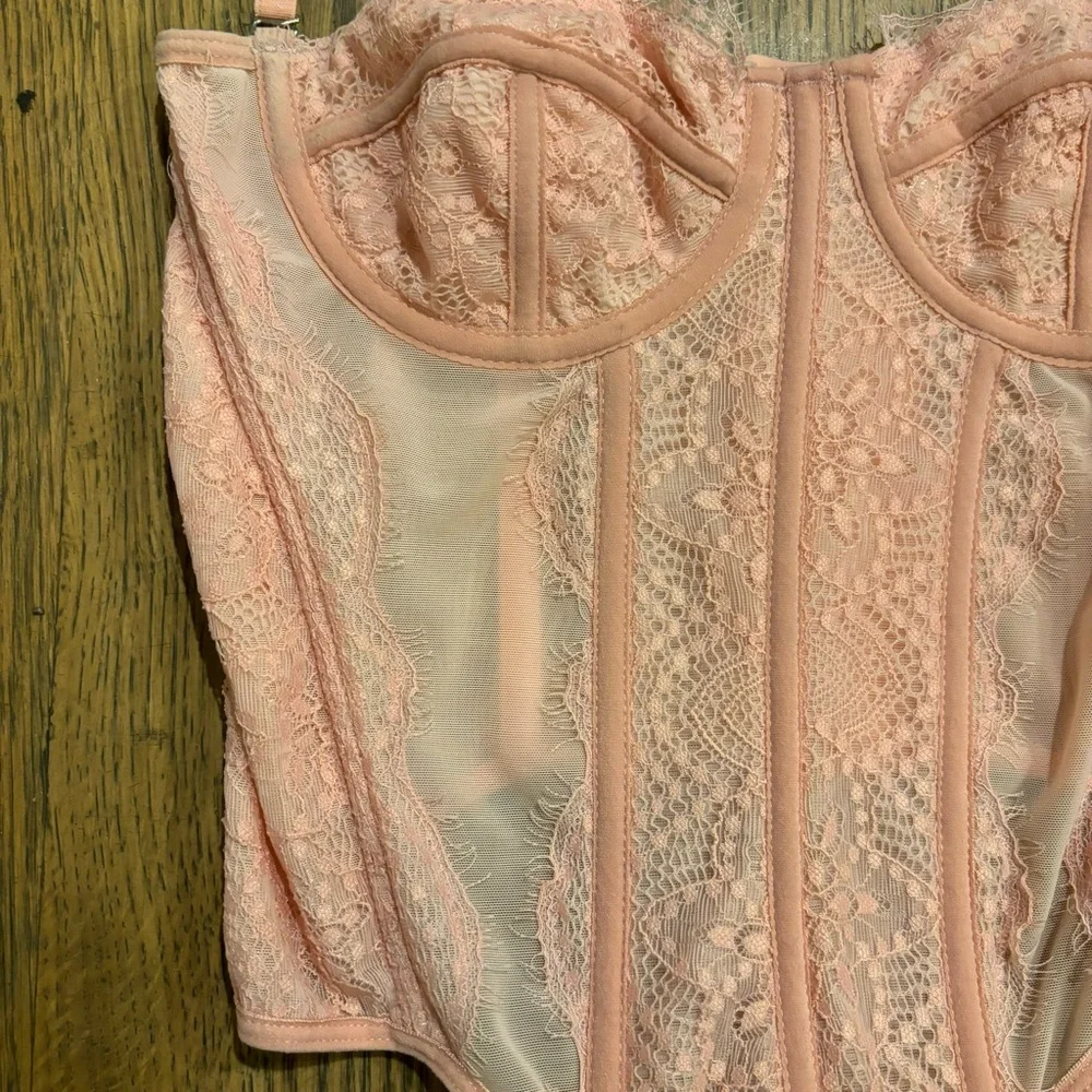 Pink Lace Lingerie Bustier Corset